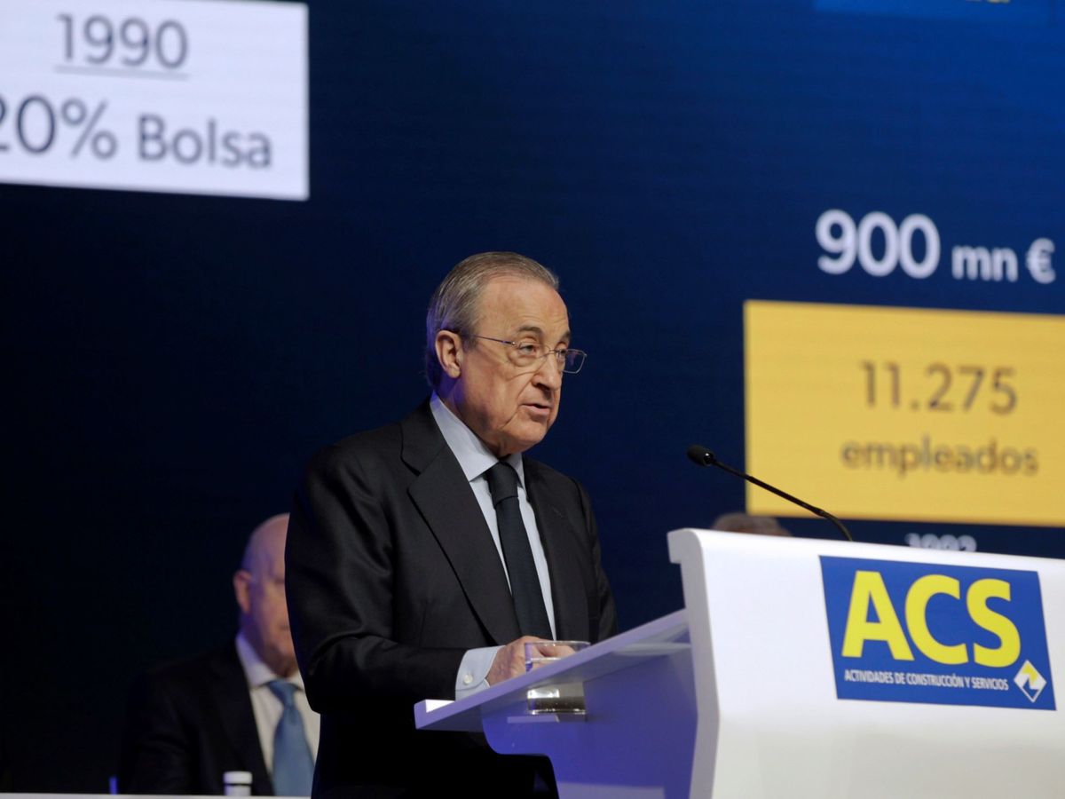 Foto: El presidente de ACS, Florentino Pérez, en una intervención durante una junta. (EFE)