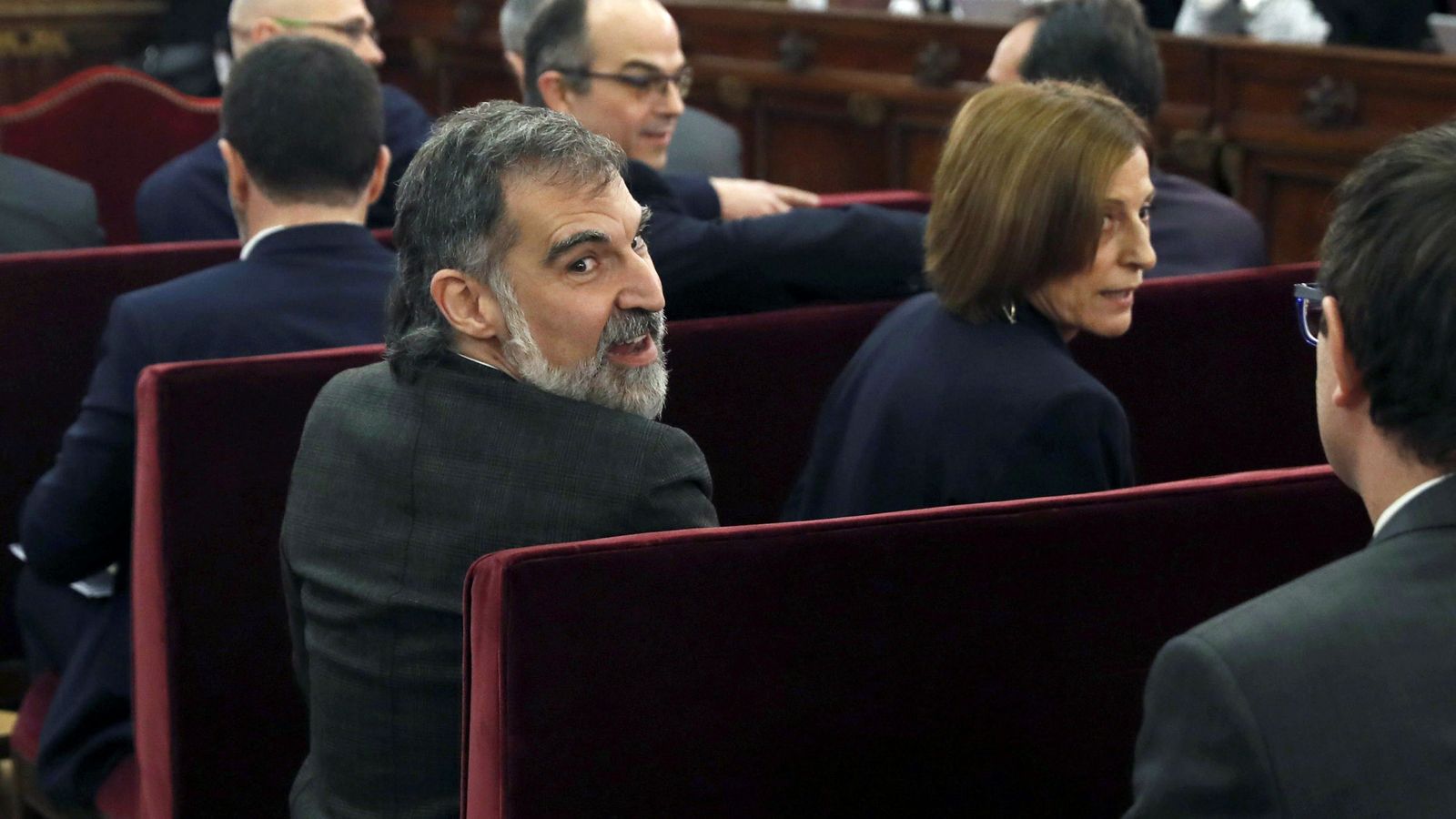 Foto: Jordi Cuixart, durante el juicio por el 'procés'. (EFE)