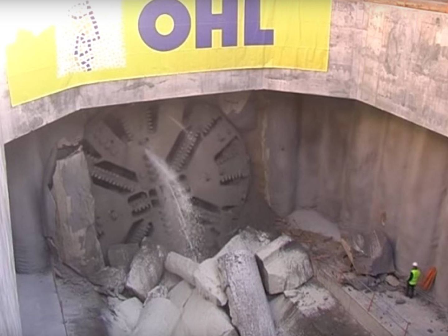 La tuneladora trabajando en el túnel de Cercanías de Móstoles y Navalcarnero, en una imagen de archivo.