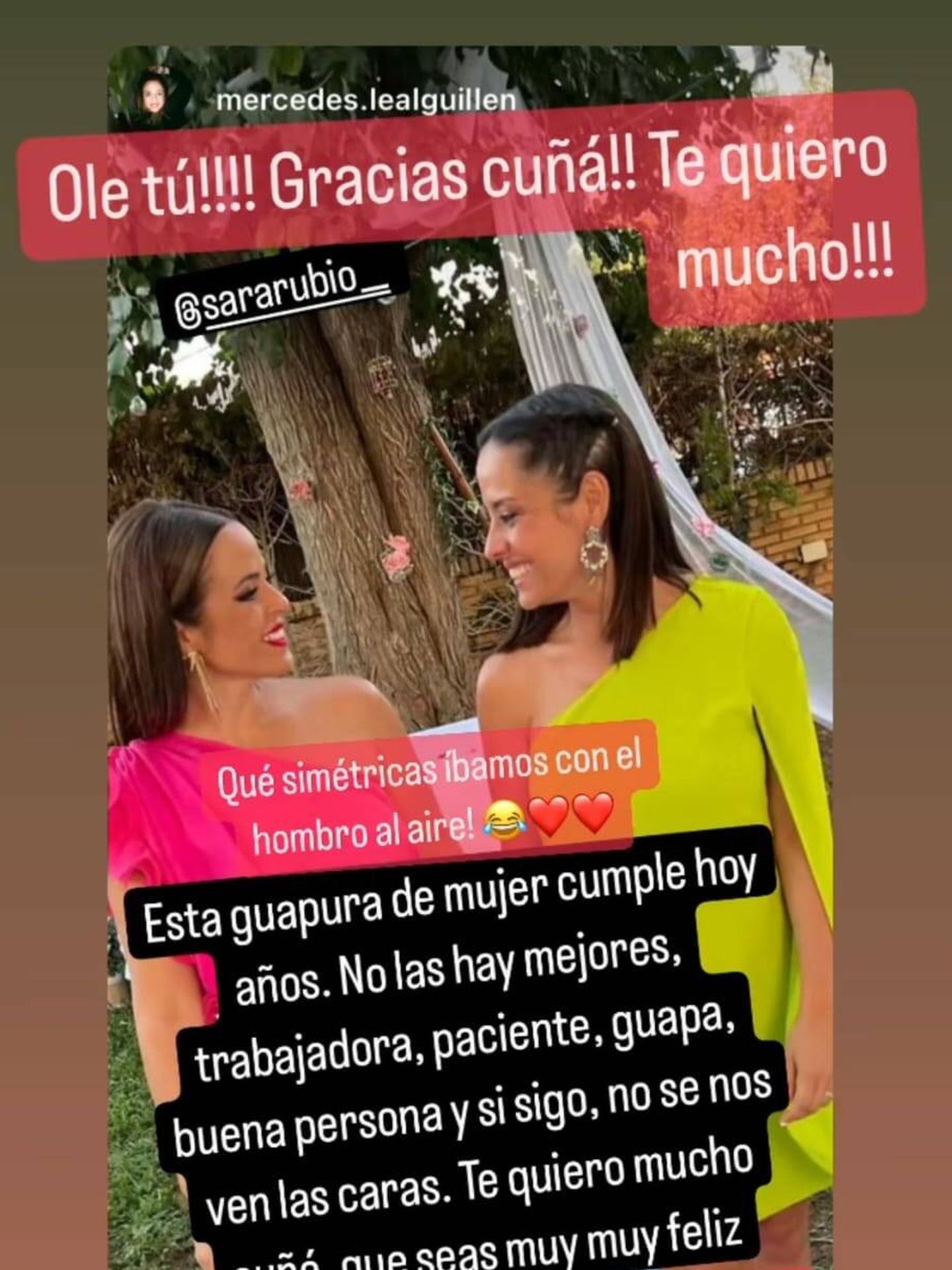 La hermana de Roberto también la ha felicitado. (Instagram/@sararubio_)