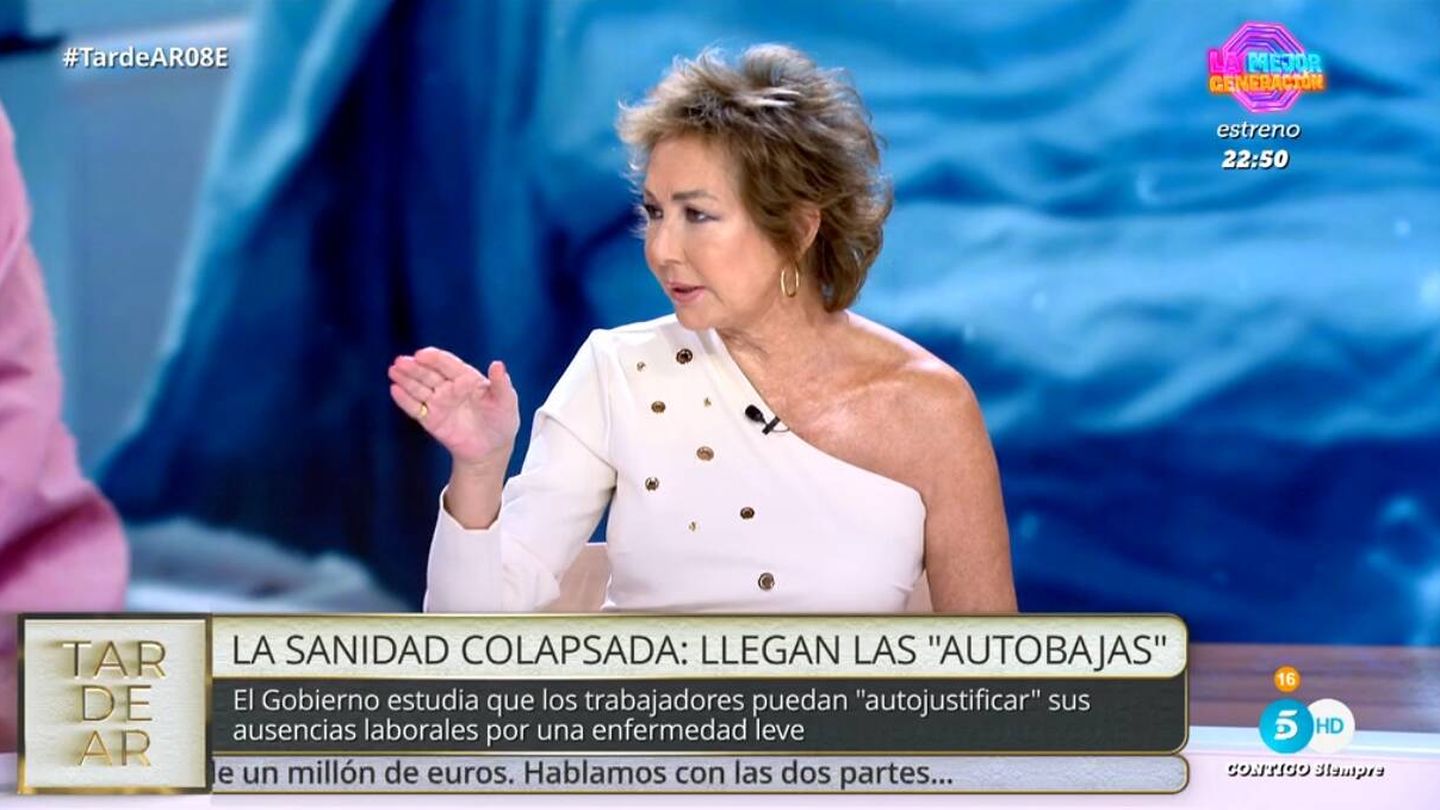 La presentadora de 'TardeAR', Ana Rosa Quintana. (Mediaset)