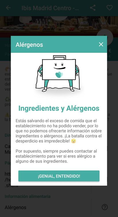 Esta es la única información que aporta la ‘app’ respecto a los alérgenos que contienen los productos (Imagen: José Manuel Blanco)