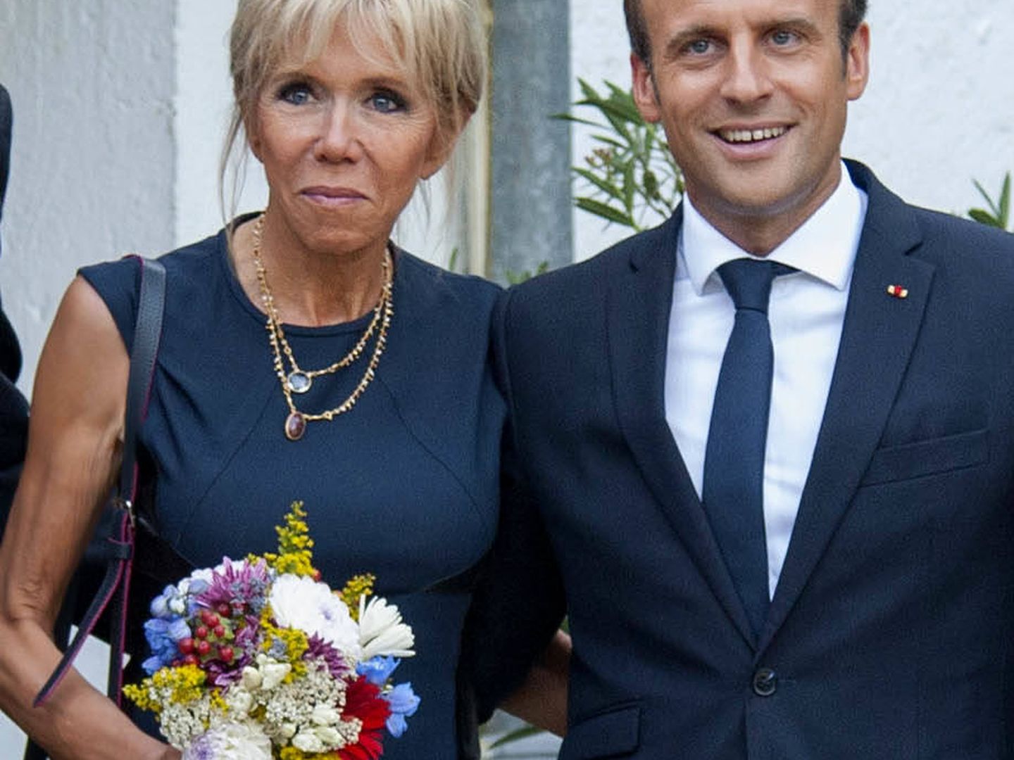 Emmanuel Macron y su esposa Brigitte. 