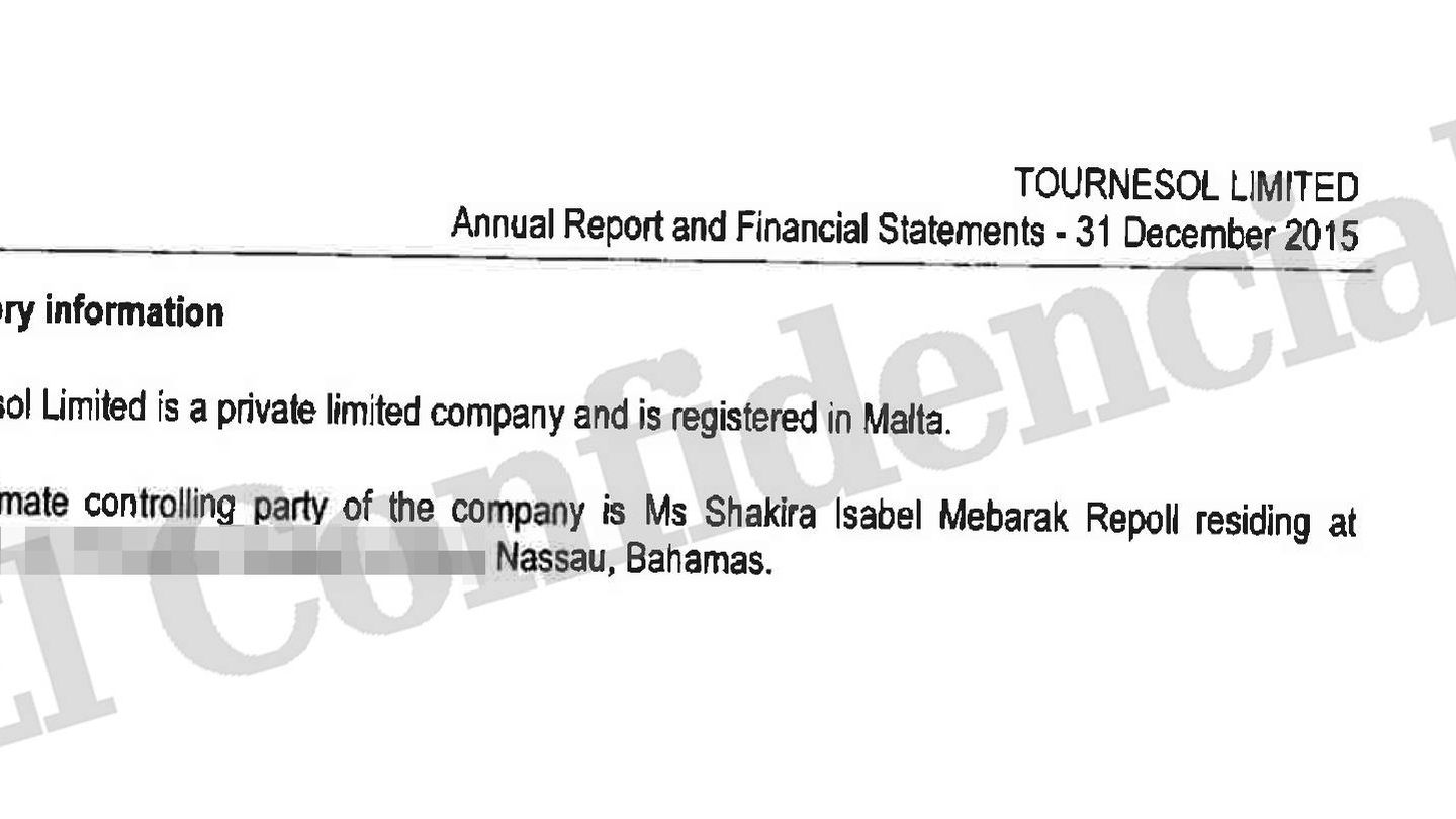 En los registros contables de la sociedad maltesa, Shakira aparece como residente en Bahamas.