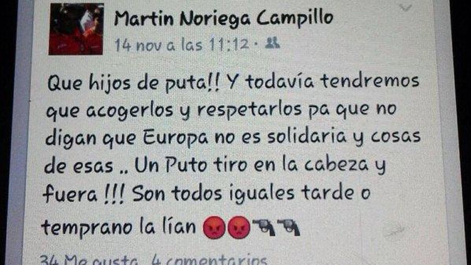 Foto: Captura de pantalla del mensaje publicado en Facebook por Martín Noriega (Twitter/José Sánchez)