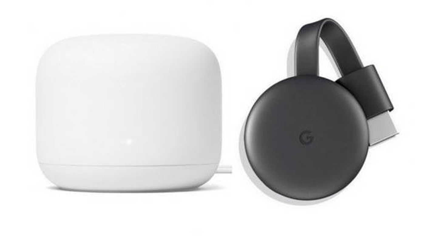 Google Pack Nest Wifi router blanco y Chromecast 3