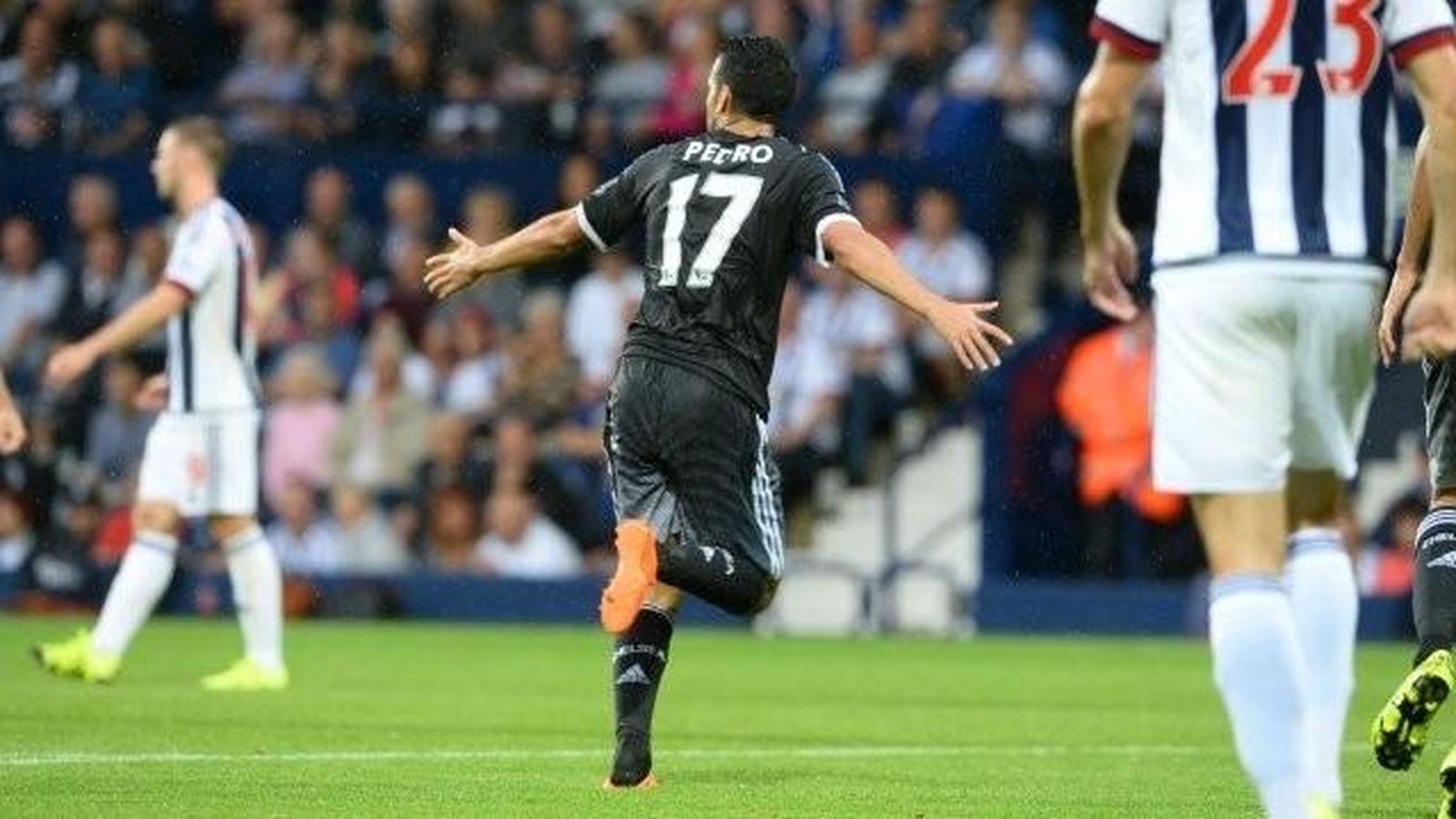 Foto: Pedro celebrando su primer gol con la camiseta del Chelsea.