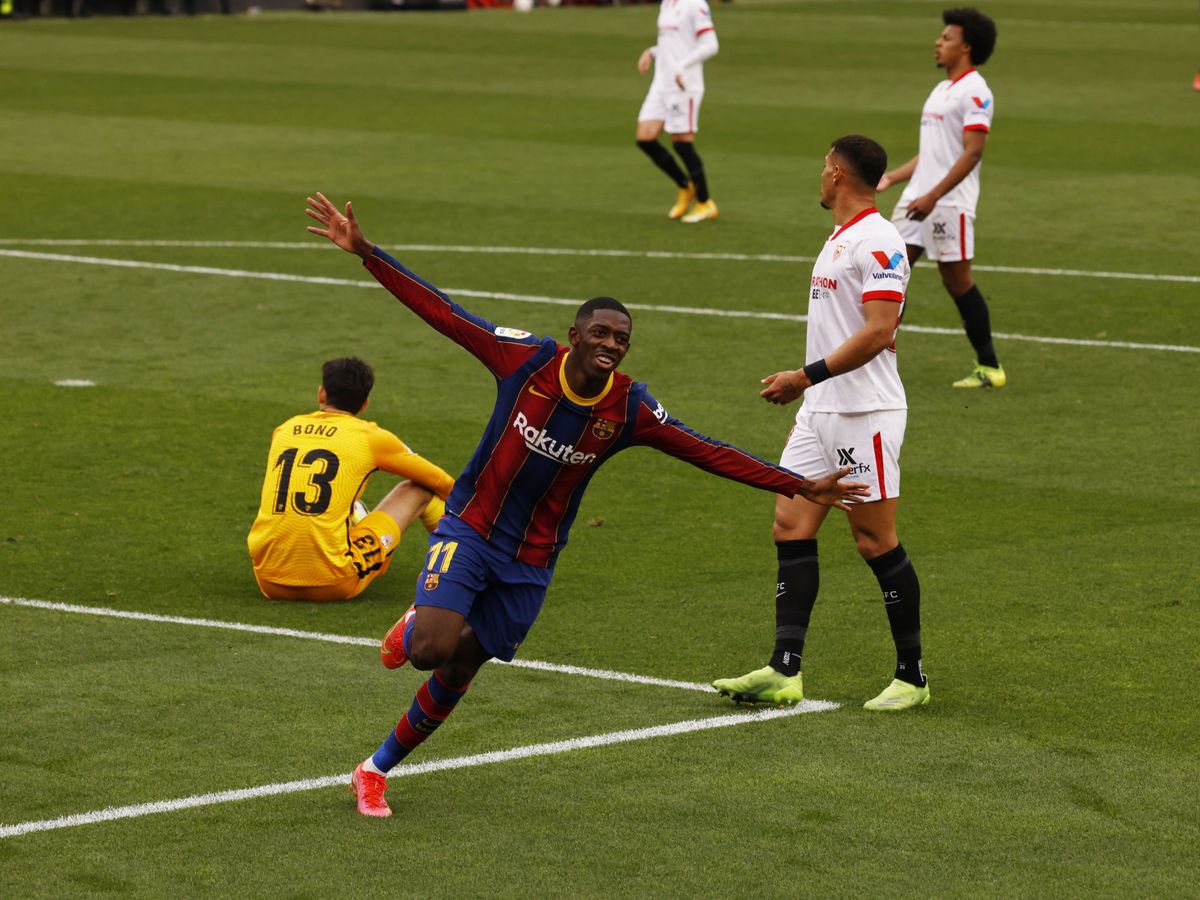 Foto: Ousmane Dembélé anota el 0-1 para el Barça. (Reuters)