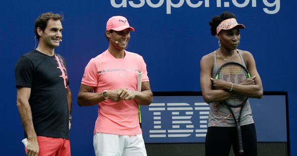 Foto: Federer, Nadal y Venus Williams, en un acto promocional del US Open. (Reuters)