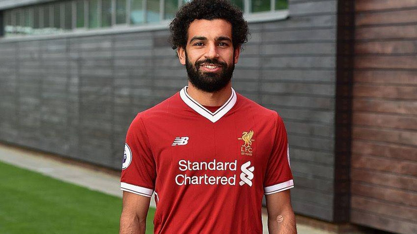 Salah, en su presentación con el Liverpool. (LiverpoolFC.com)