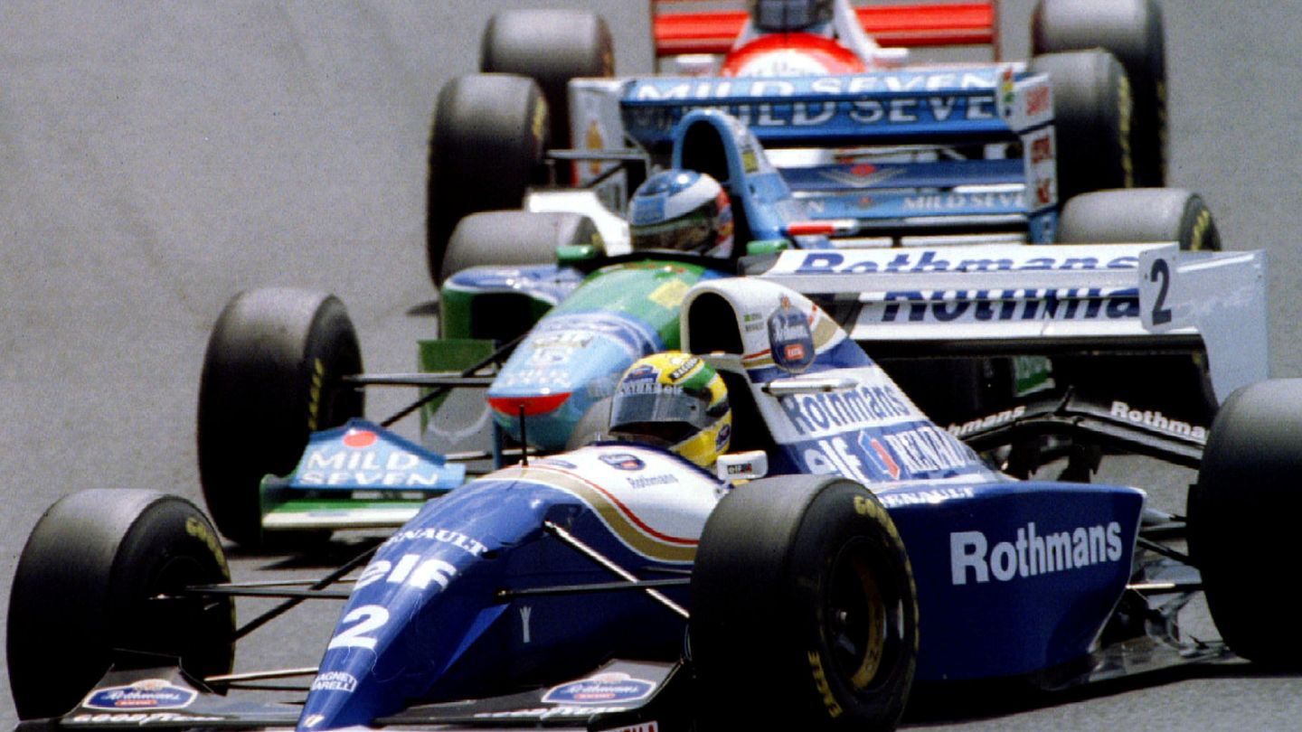 Senna, Schumacher y Hakkinen, durante el Gran Premio del Pacífico en 1994. (Reuters)