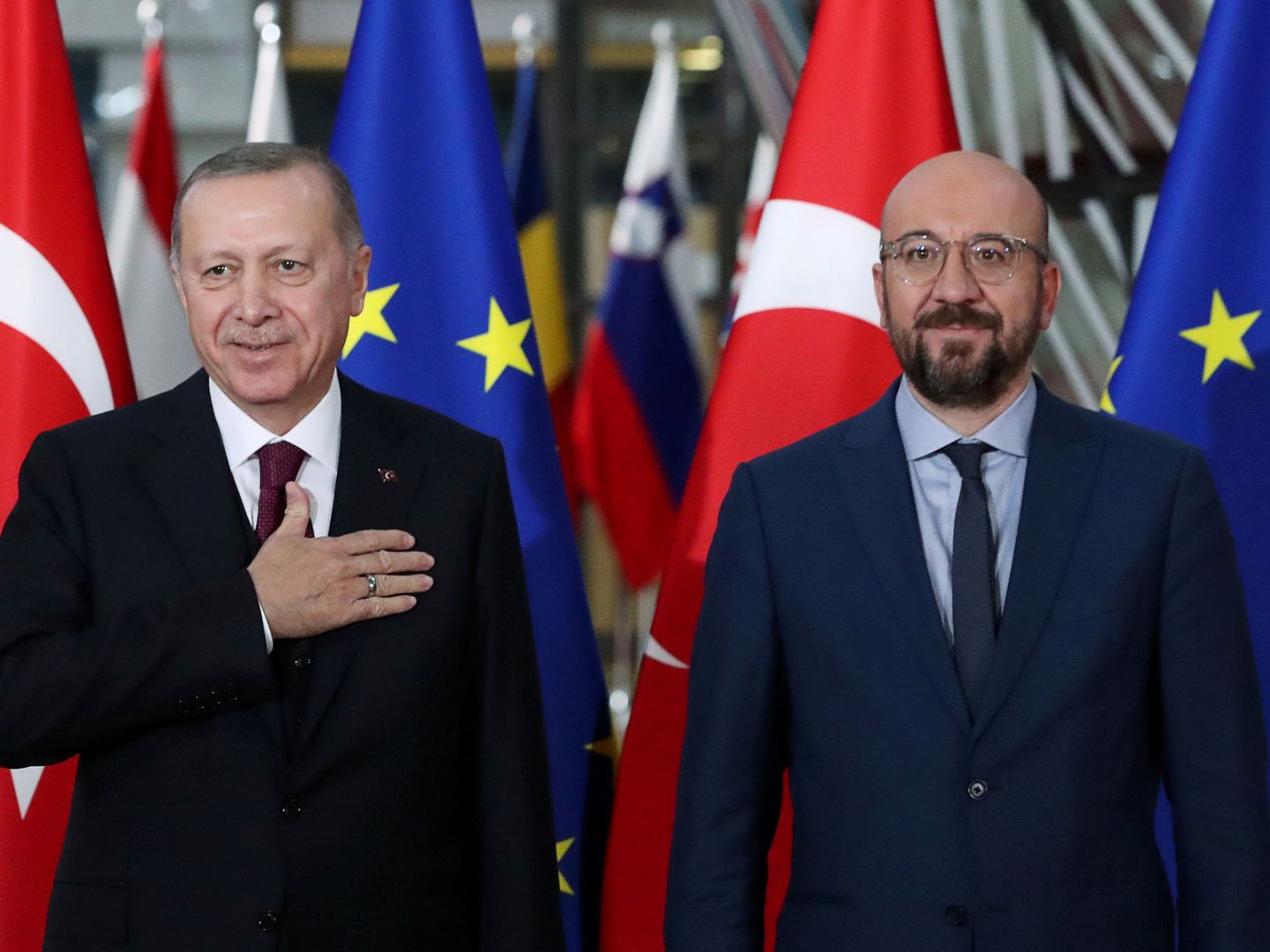Erdogan, junto al presidente del Consejo Europeo. (Reuters)