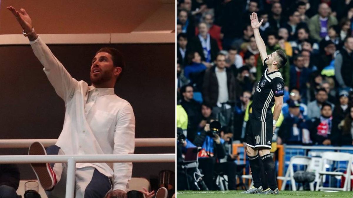 La mofa del Ajax a Sergio Ramos y el 'manotazo' del capitán del Real Madrid