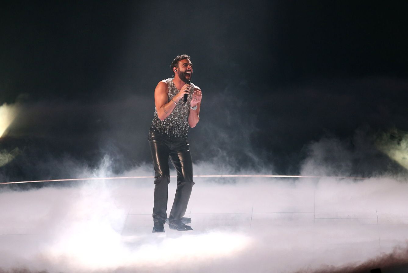 Marco Mengoni durante su actuación en la gran final del Festival de Eurovisión 2023. (EFE)