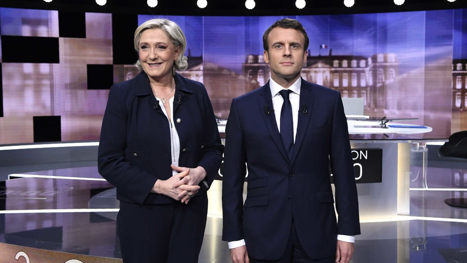 Foto: Emmanuel Macron y Marine Le Pen antes del debate. (Reuters)