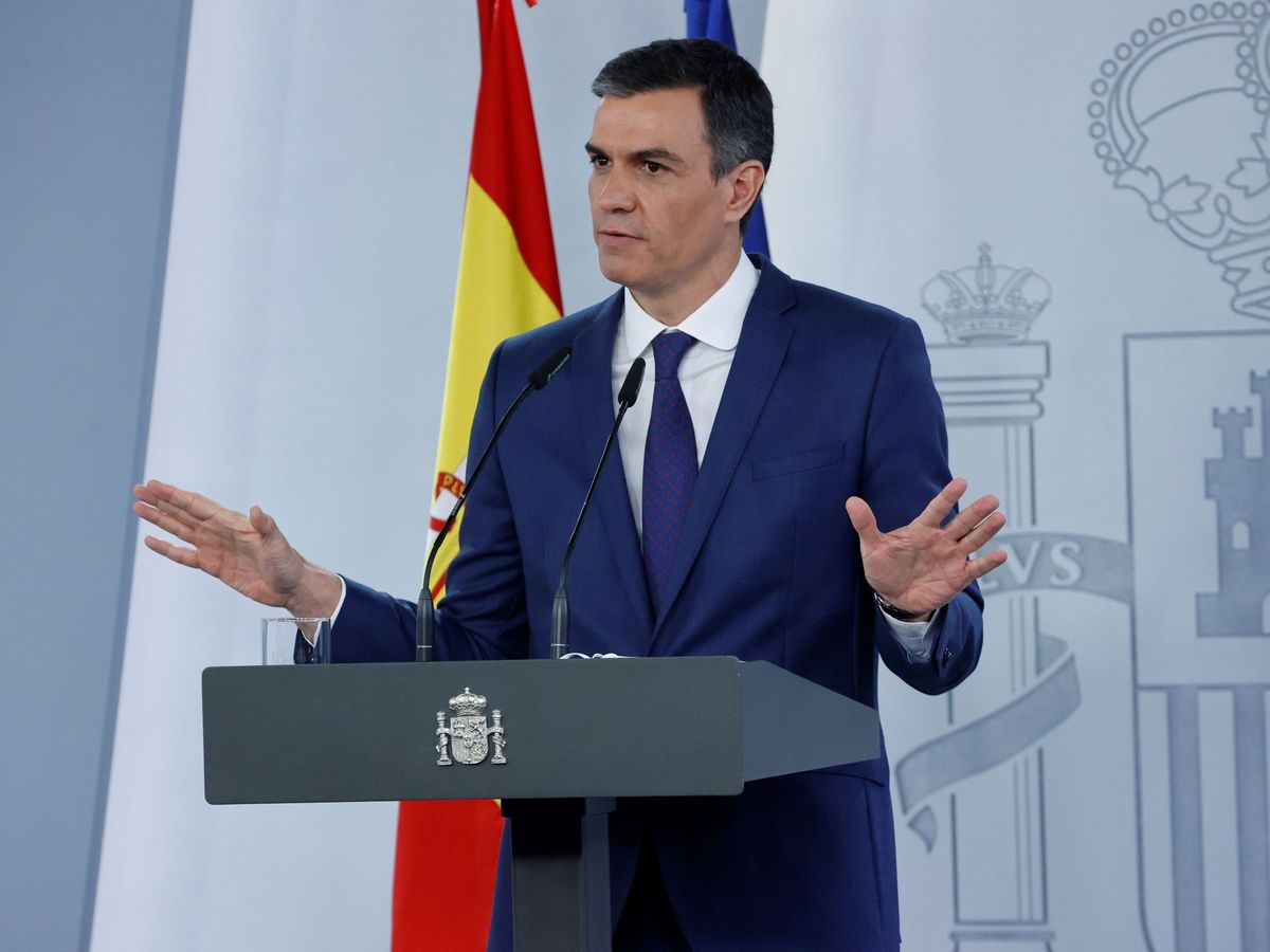 Foto: El presidente del Gobierno, Pedro Sánchez, en rueda de prensa tras la reunión del Consejo de Ministros, el pasado martes en el Palacio de la Moncloa. (EFE)