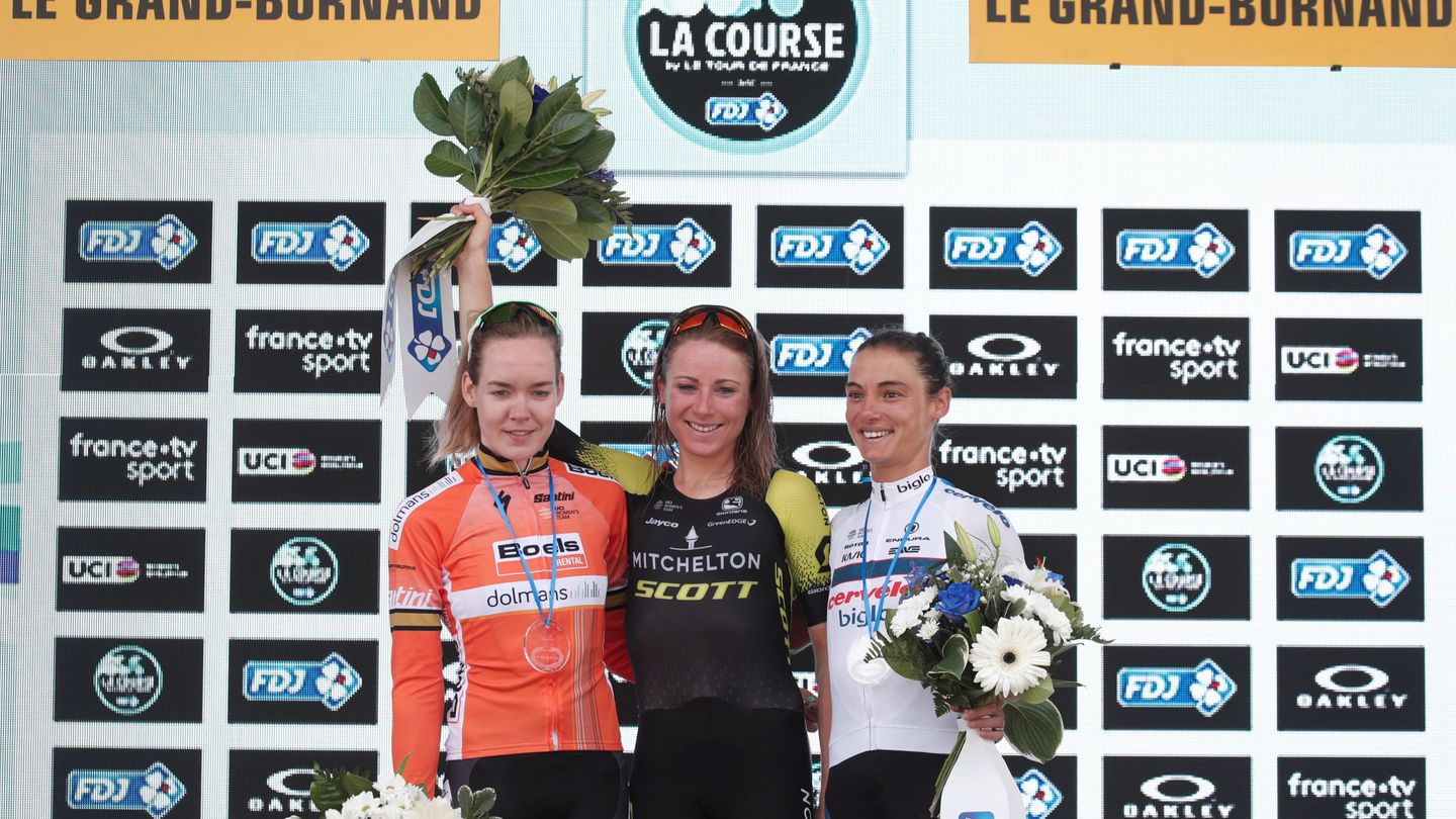 El podio de La Course by Le Tour 2018. (Reuters)