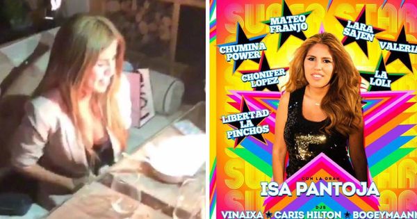 Foto: Isa Pantoja en su cena de cumpleaños y en el cartel de la fiesta gay Hysterical.