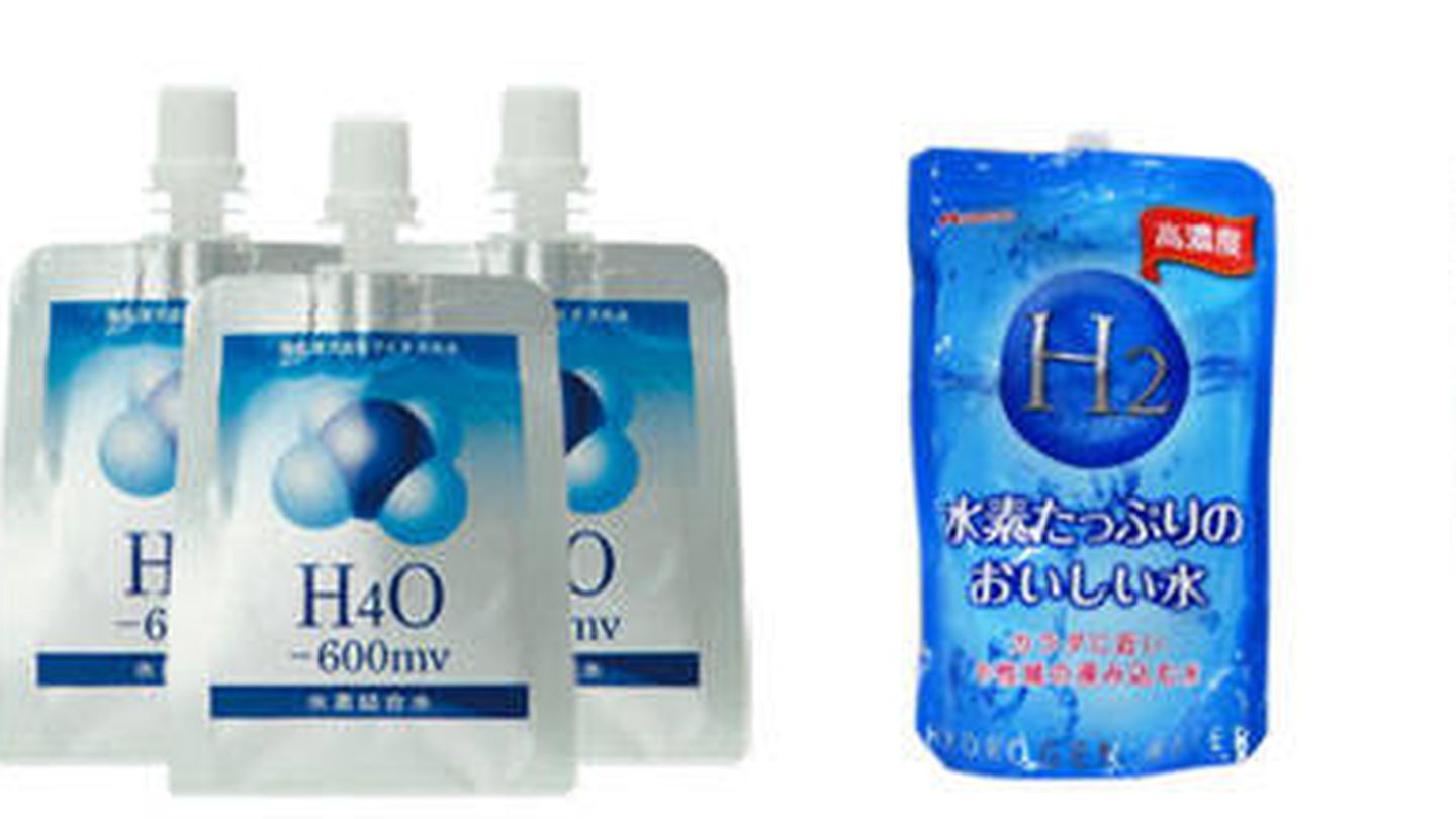 Algunos productos de agua hidrogenada vendidos en Japón