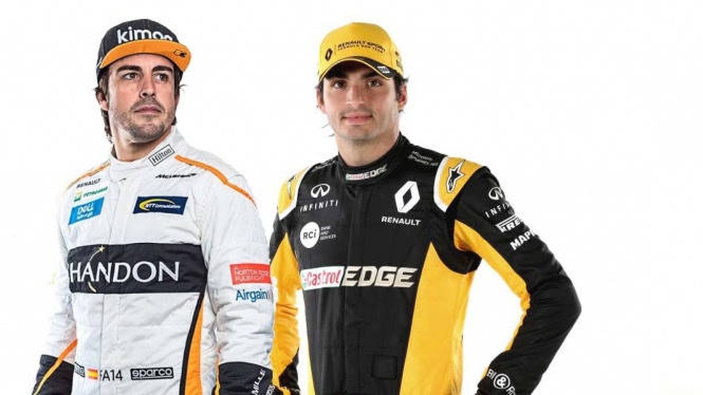Los pilotos Fernando Alonso y Carlos Sainz. (Movistar )