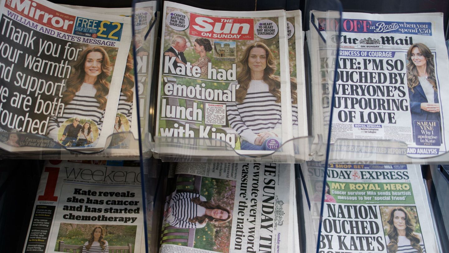 El cáncer de Kate Middleton en las portadas de los diarios británicos. (EFE)