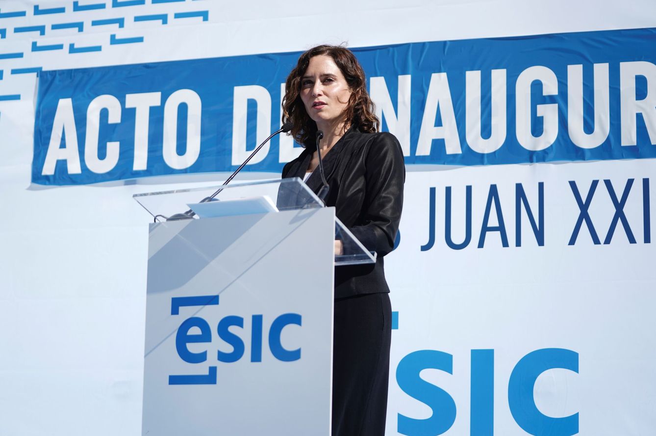 Isabel Díaz Ayuso, durante la ceremonia de inauguración del nuevo campus. (EFE)