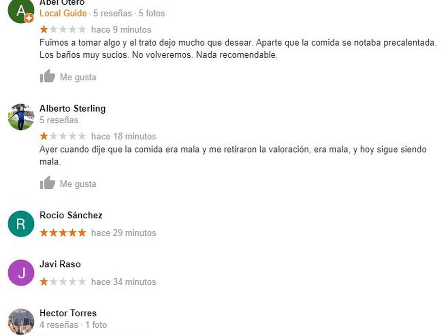 Críticas contra Restaurante El Ideal en Google.
