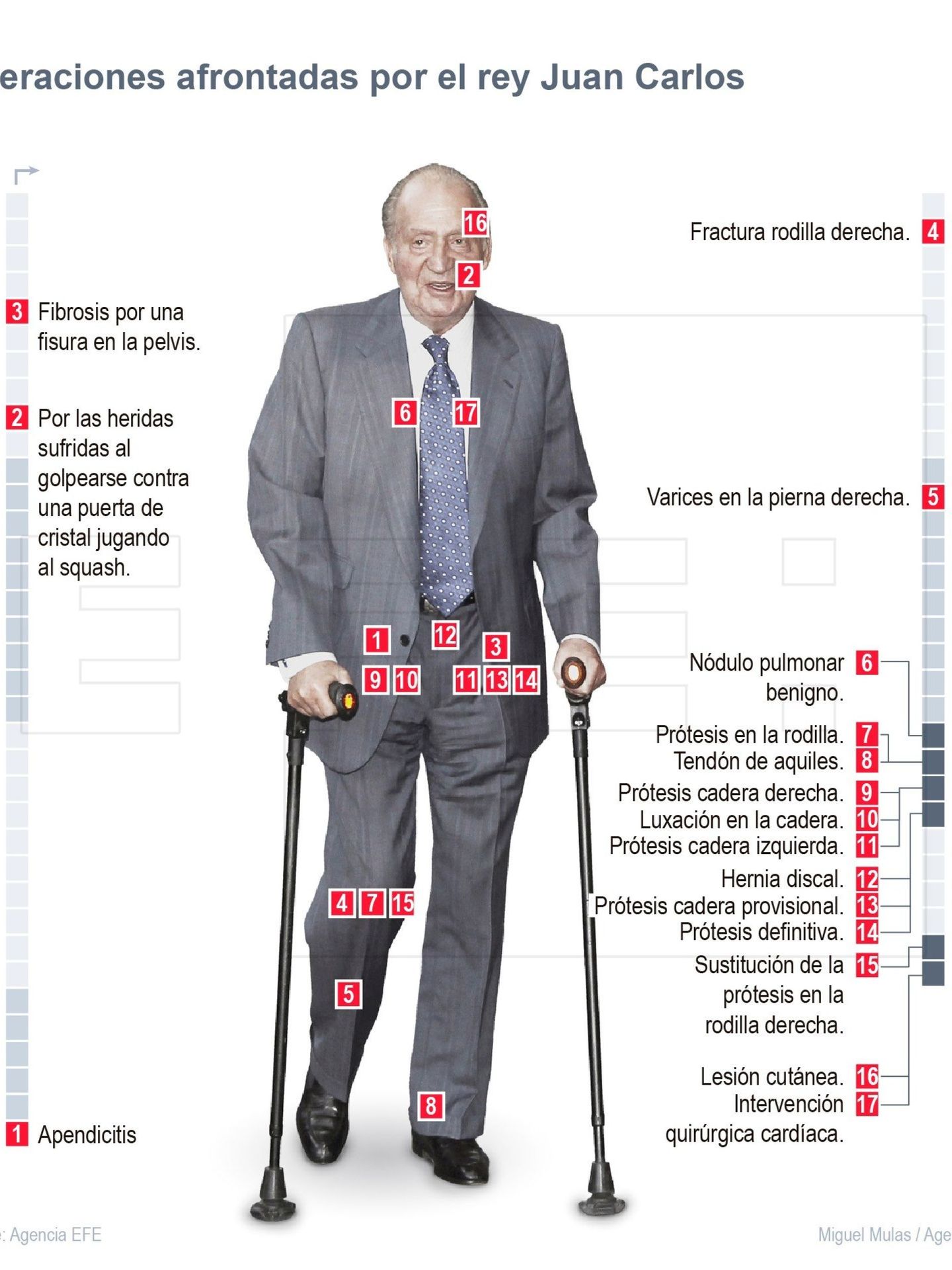 Detalle de la infografía de la Agencia EFE 'Operaciones afrontadas por don Juan Carlos'.