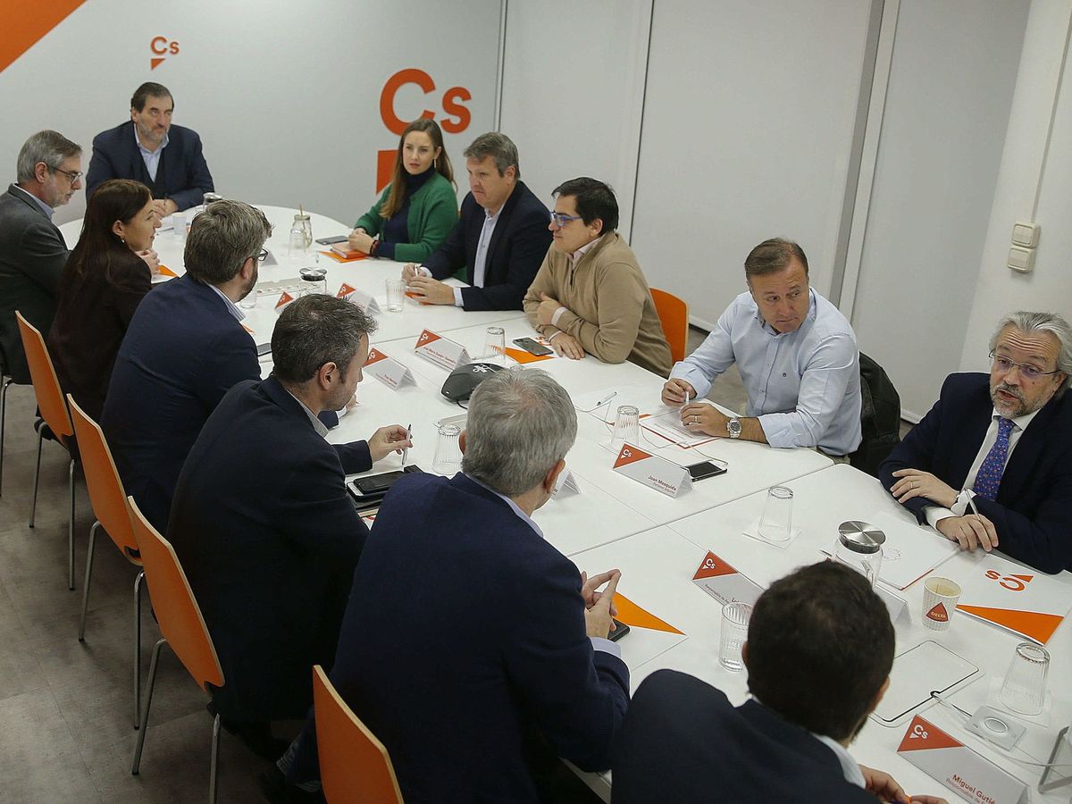 Foto: Andrés Betancor (d), en una reunión de la gestora de Ciudadanos. (EFE)