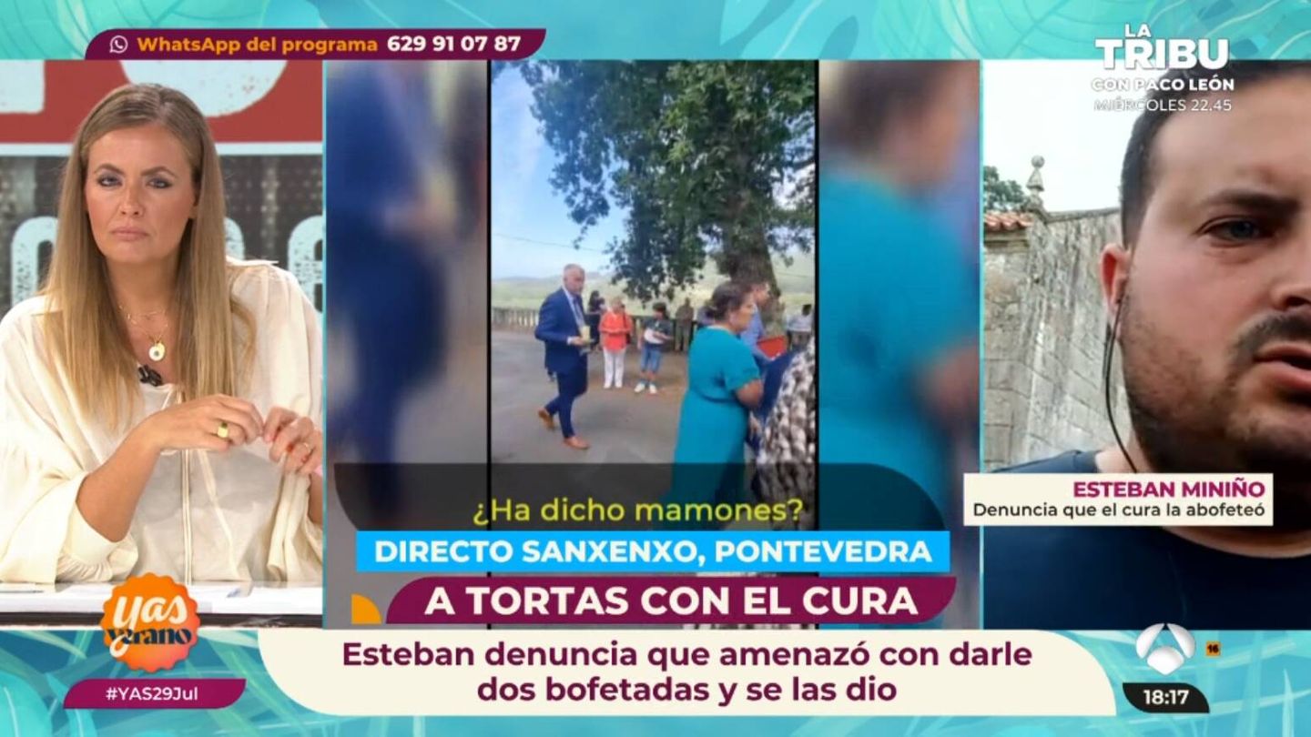 La presentadora Pepa Romero intentando contactar con Antonio Miniño. (Atresmedia)