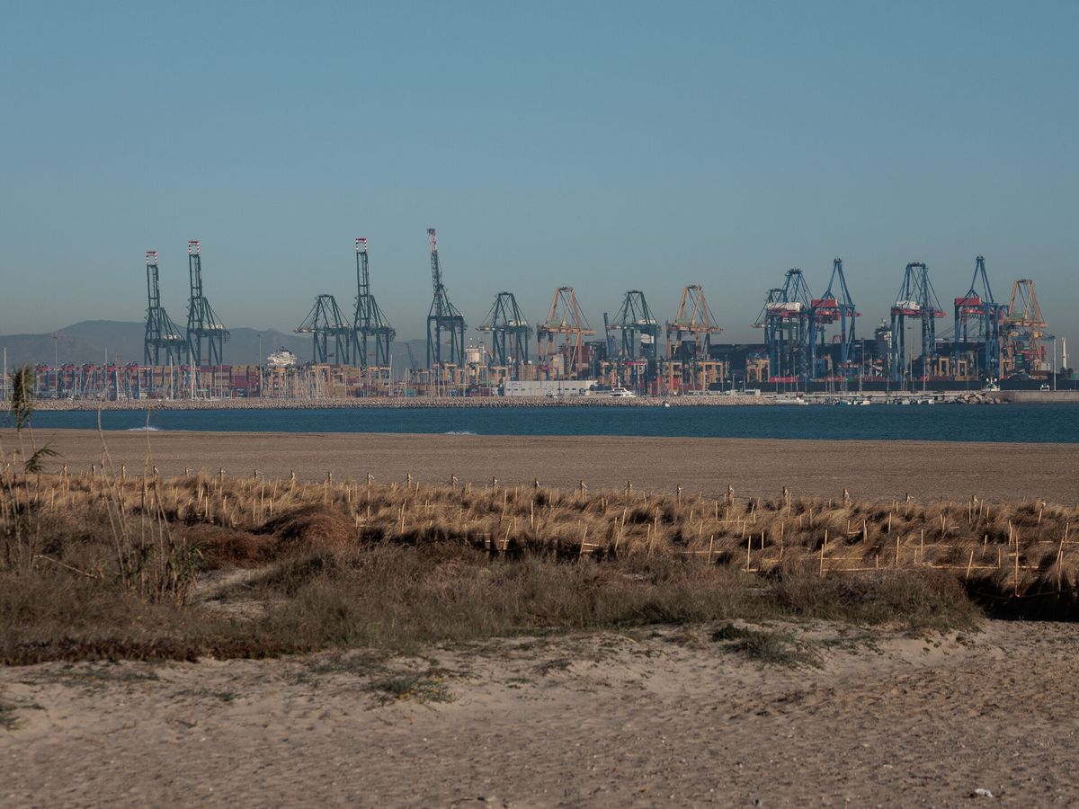 Foto: Vista de la futura ampliación norte del puerto de Valencia. (EFE/Biel Aliño)