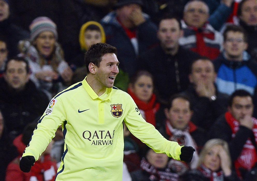 Foto: Leo Messi celebra el gol marcado en San Mamés (Reuters)