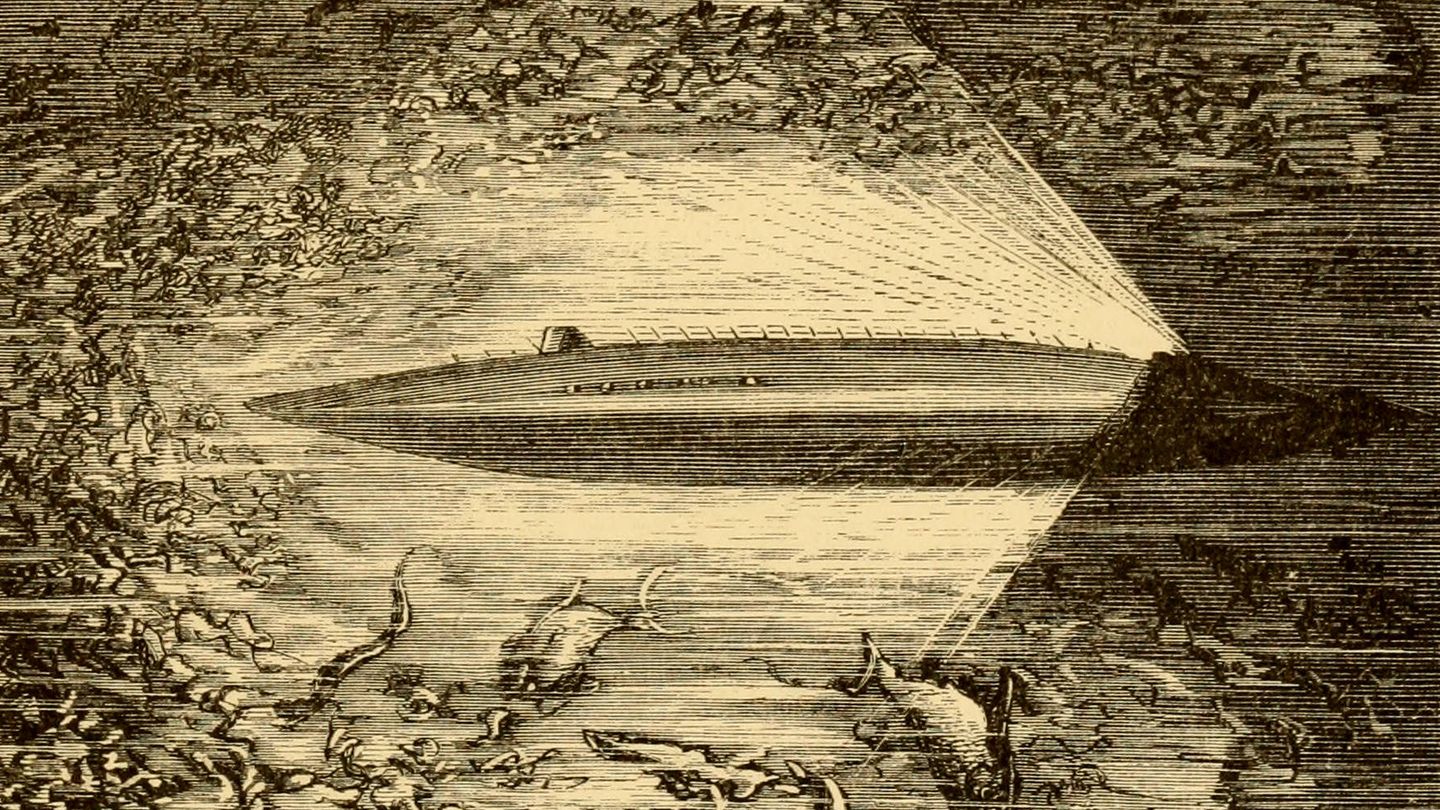 El Nautilus, ilustrado por Neville en 1885.