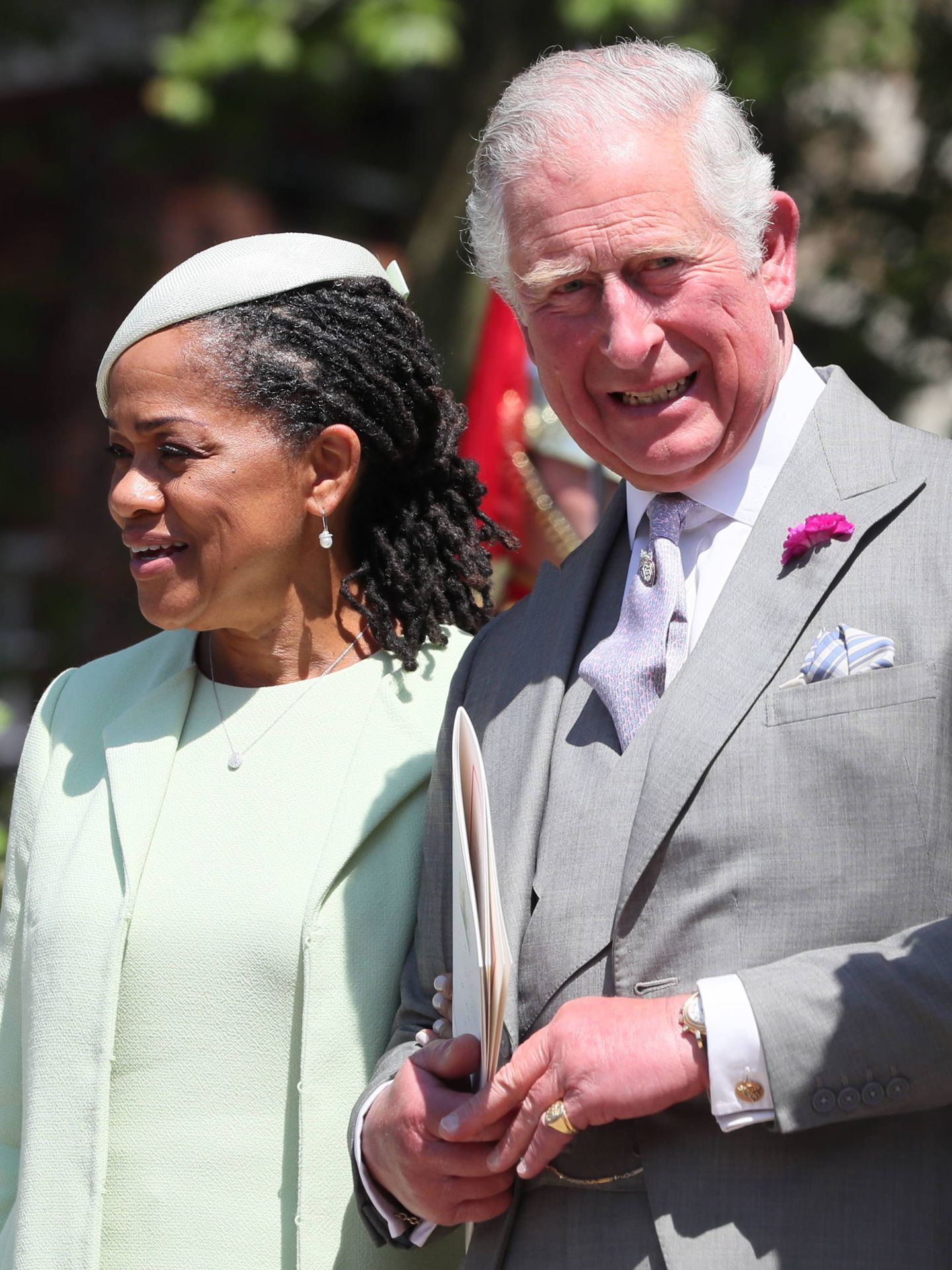 Doria y el príncipe Carlos en la boda de los duques de Sussex. (Getty)