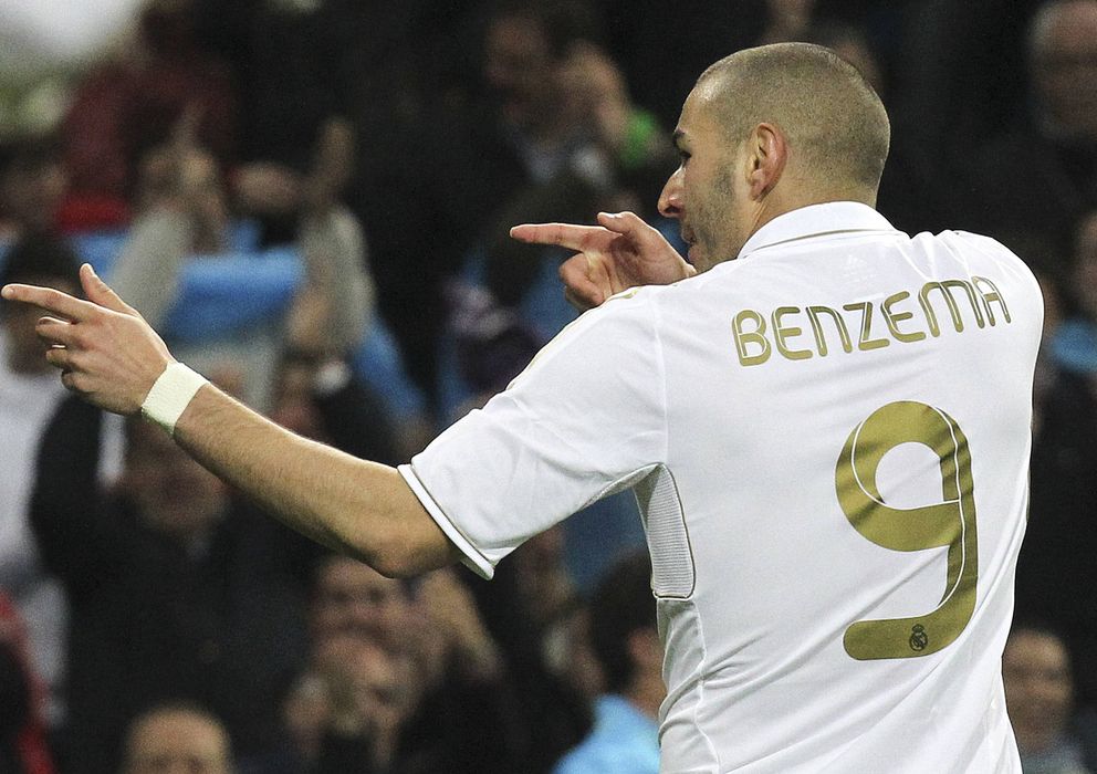 Foto: Benzema celebra un gol con el Real Madrid.