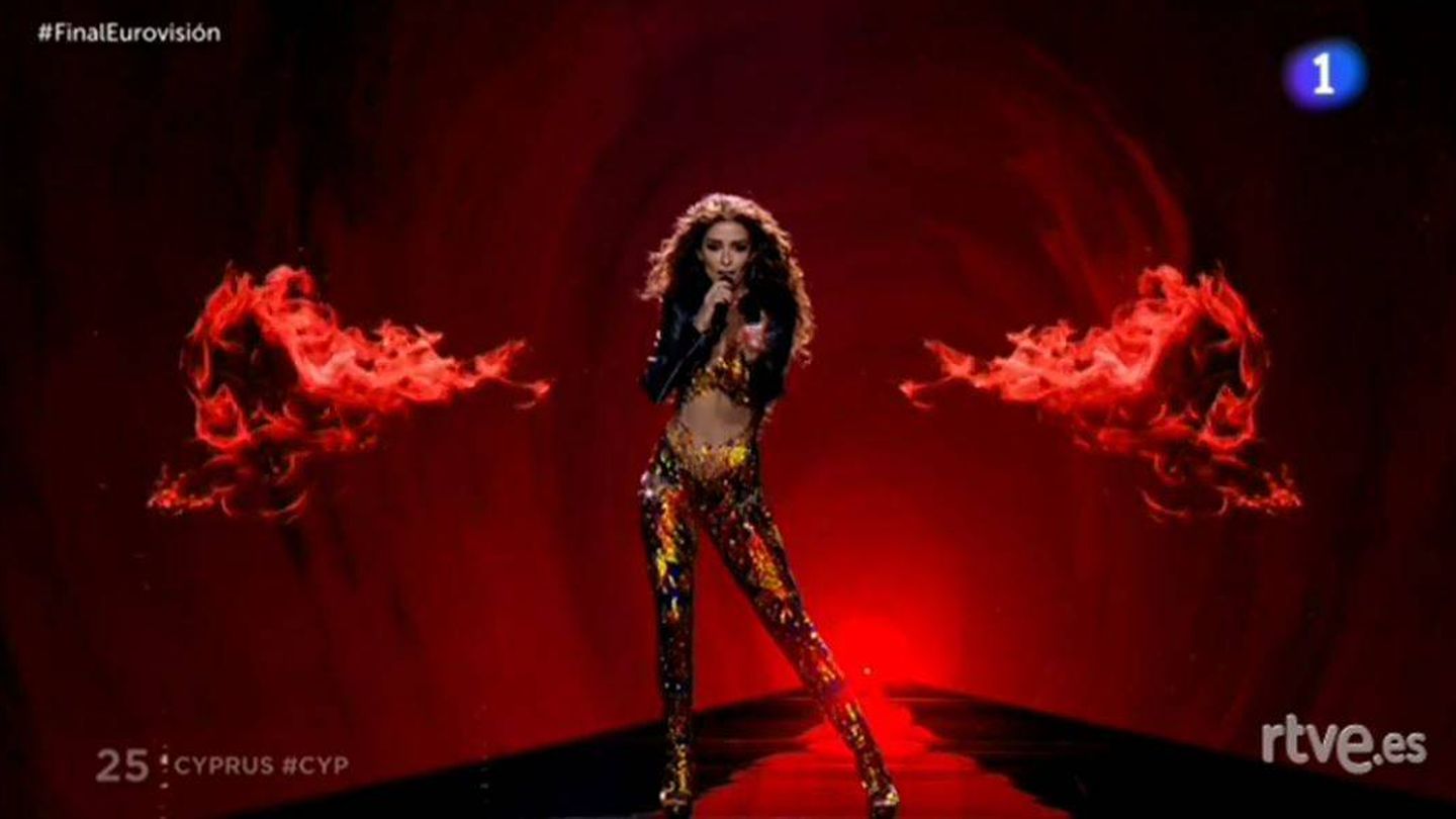 Eleni Foureira sobre el escenario de Eurovisión