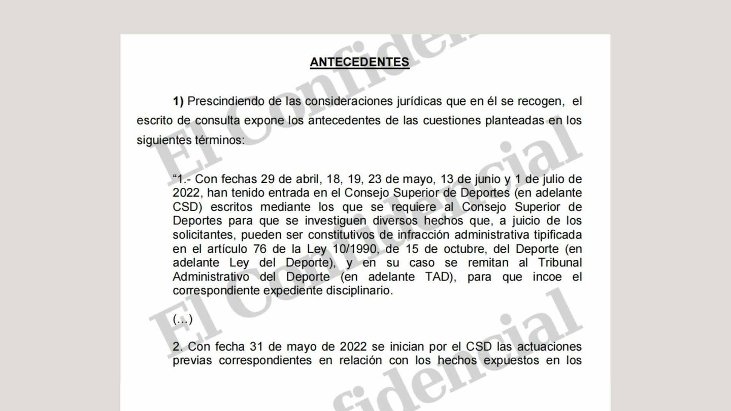 Documento en poder del CSD con las fechas de las denuncias recibidas.