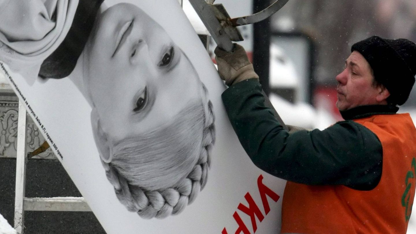 Cartel de Timoshenko en las elecciones presidenciales.