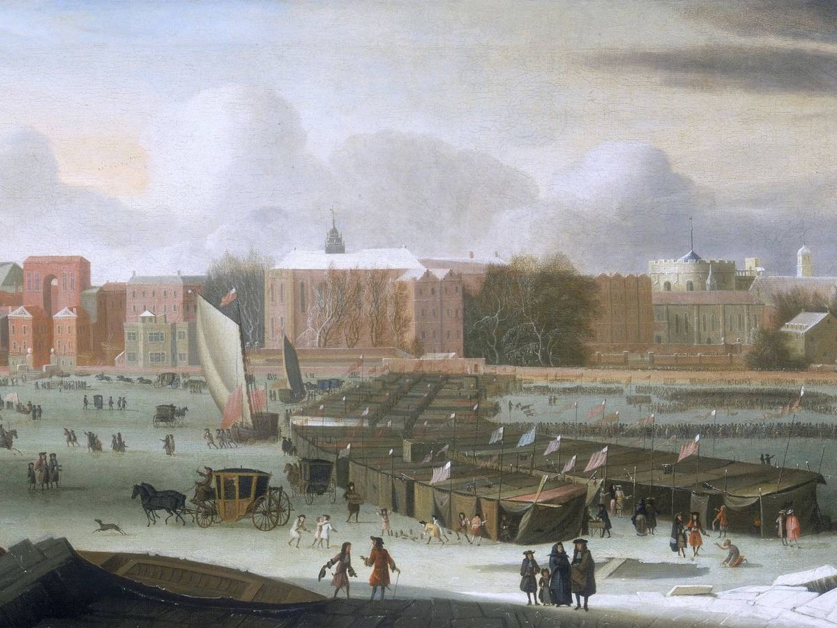 Foto: Una 'frost fair' que tuvo lugar en un Támesis congelado durante el invierno de 1683-84 durante la Pequeña Edad de Hielo (Abraham Hondius)
