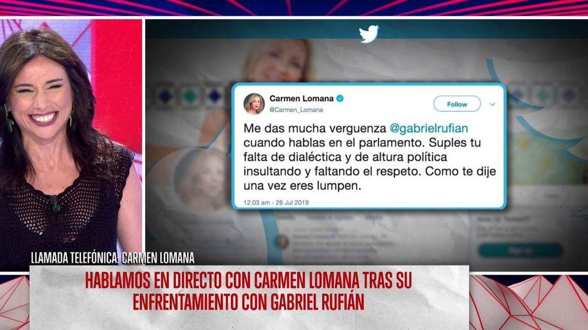 Carmen Lomana habla sobre el ataque a Gabriel Rufián: "Me gusta meterme con él"