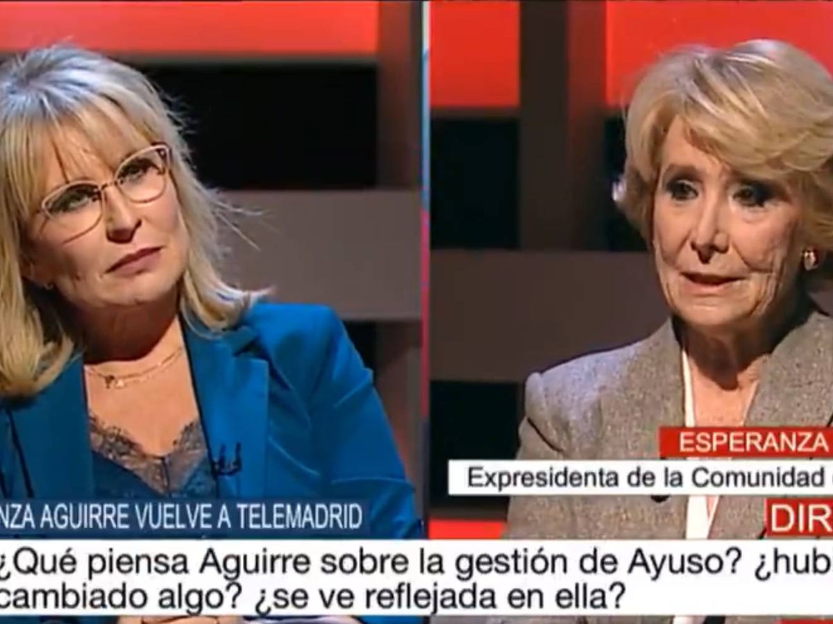Foto: María Rey y Esperanza Aguirre, en '120 minutos'. (Telemadrid)