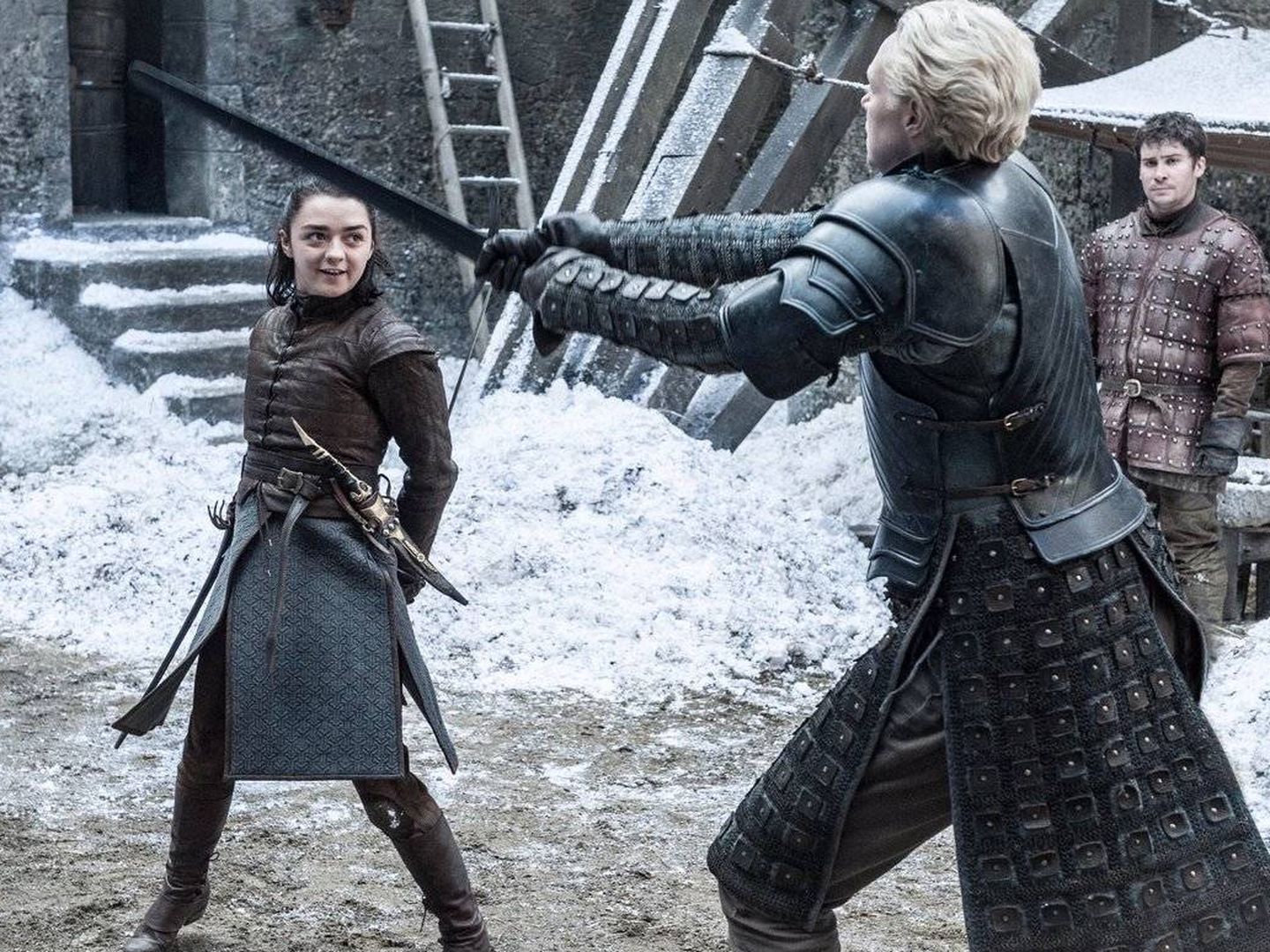 Arya Stark entrena con Brienne de Tarth. (HBO)