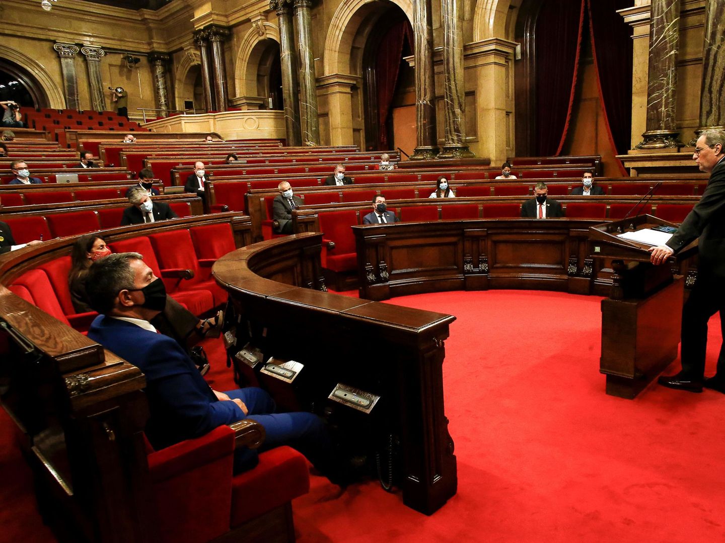El presidente de la Generalitat, Quim Torra, durante su intervención en el debate de política general (EFE)
