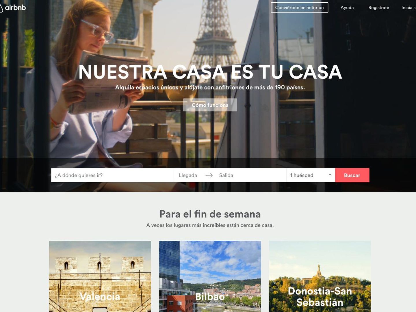El portal Airbnb en su versión española 
