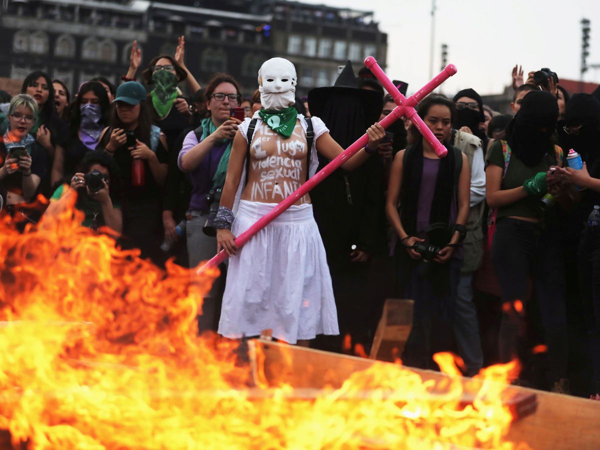 Foto: Manifestaciones en la Plaza del Zócalo en México el 8 de marzo. (Reuters)