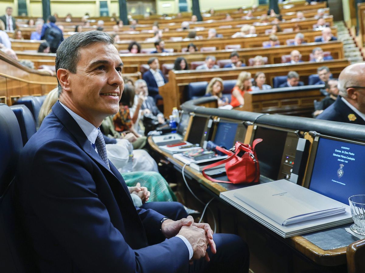 Foto: El presidente del Gobierno, Pedro Sánchez, este martes en el Congreso de los Diputados. (EFE/Chema Moya)