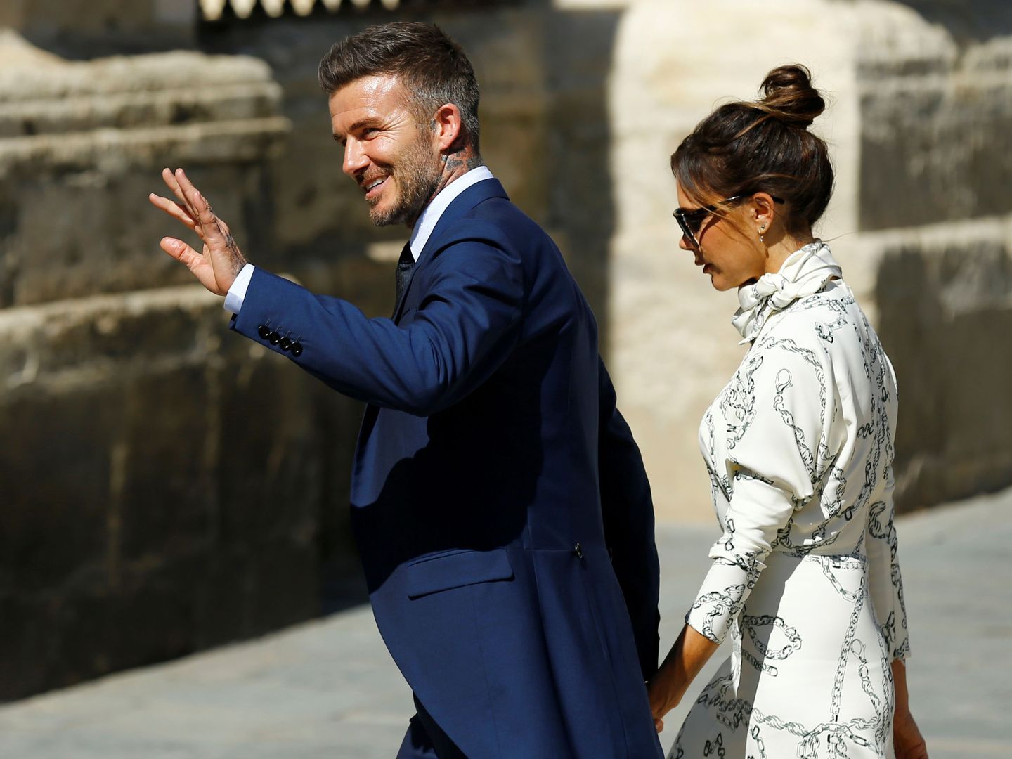 David Beckham y Victoria durante el enlace. (Reuters)