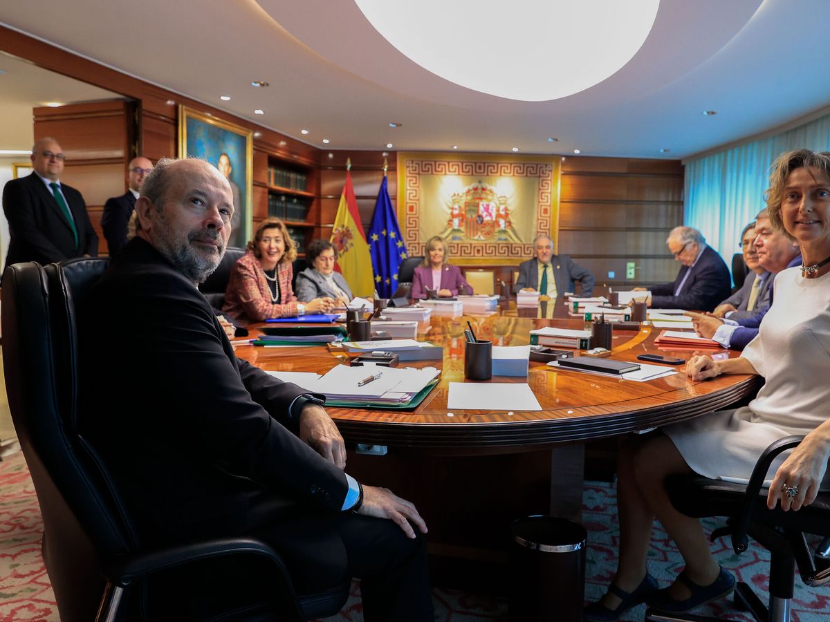 Foto: Los magistrados Juan Carlos Campo y Laura Díez Bueso en un pleno del Tribunal Constitucional. (EFE)