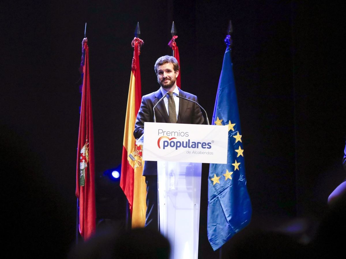 Foto: El presidente del Partido Popular, Pablo Casado, en un acto en Alcobendas. (EFE)