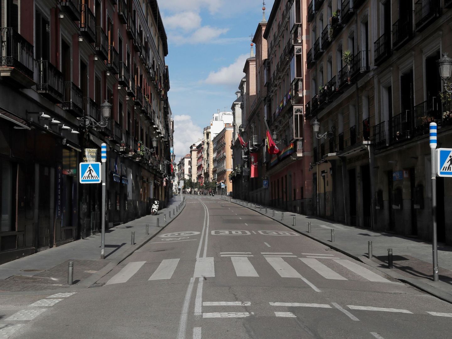 Calles de Madrid vacías durante el confinamiento en la pandemia. Foto: EFE